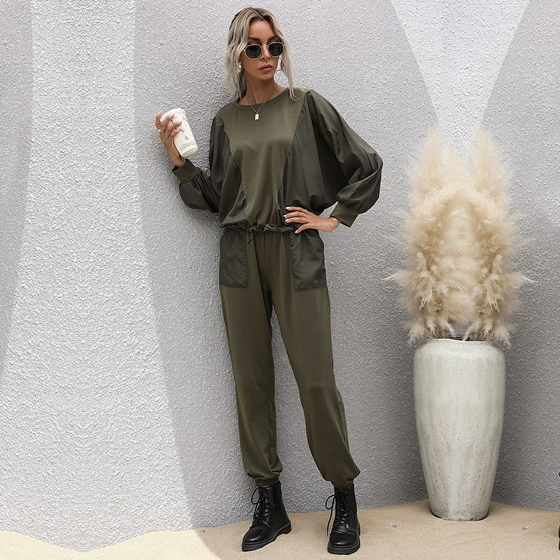 

2022 women clothing set long sleeve army green elegant women sets