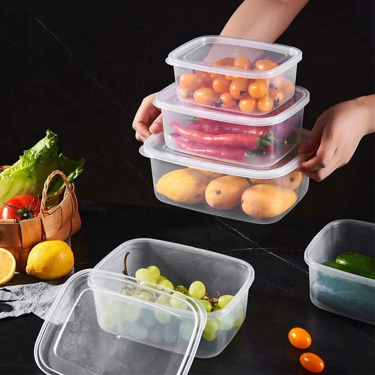 

Wholesale 8inch ops clear stackable plastic food packaging storage container lid organizer ecological, Transparent