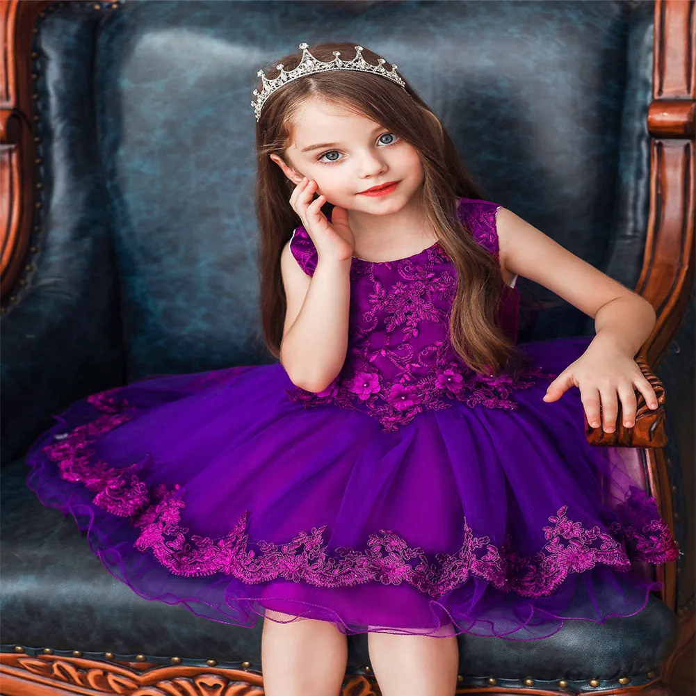 Red Flower Girl Dress For 3 Years Old Princess Dress For Bridesmaid