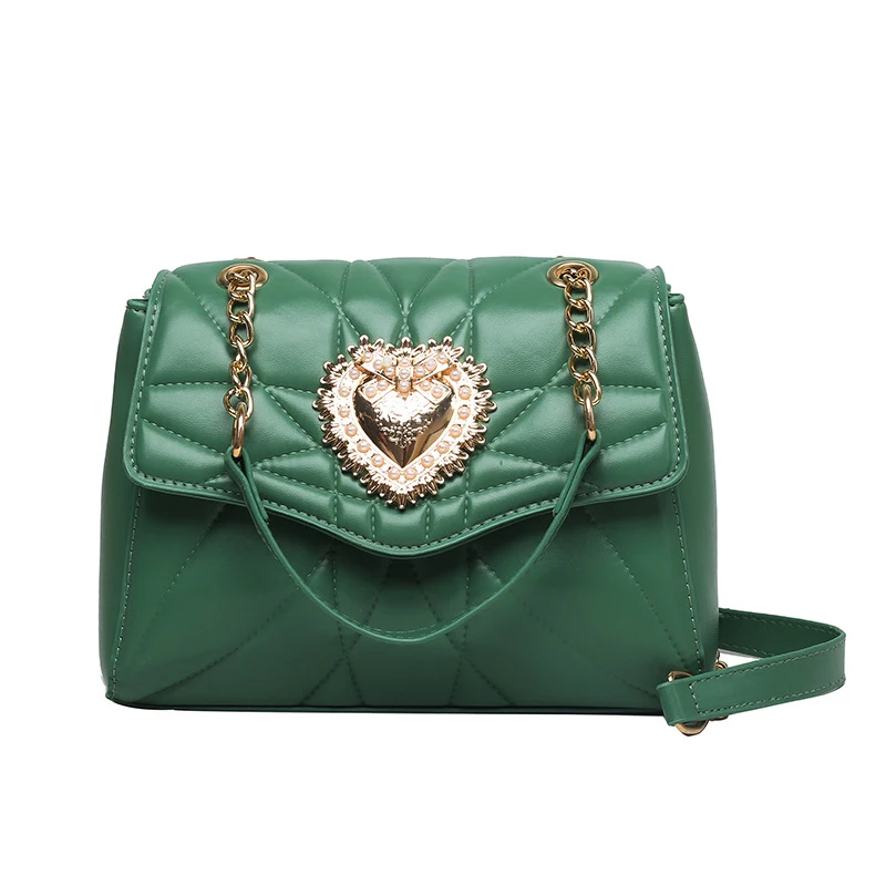 

Heart-shaped Buckle Shoulder Bag European And American Retro Embroidery Thread Chain Bag Ladies Fashion Texture Messenger Bag