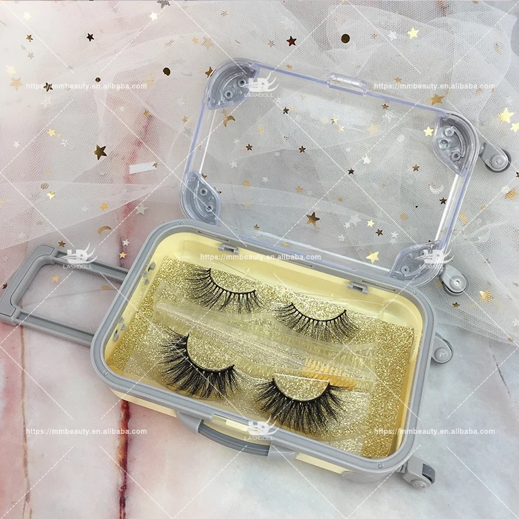 

Cheap Price strips 3D Faux Mink Eyelashes Synthetic False Lashes and suit case package boxes Private Labels