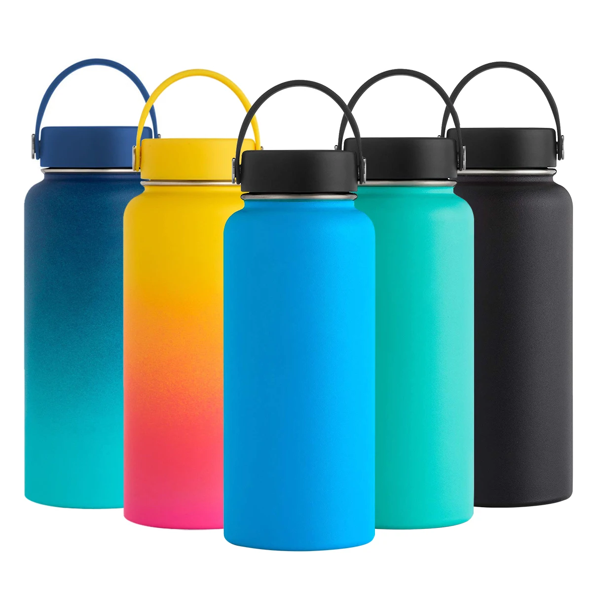 

Customized color and logo 18/8 double wall stainless steel drinks flasks insulated vacuum sports water bottle with lid