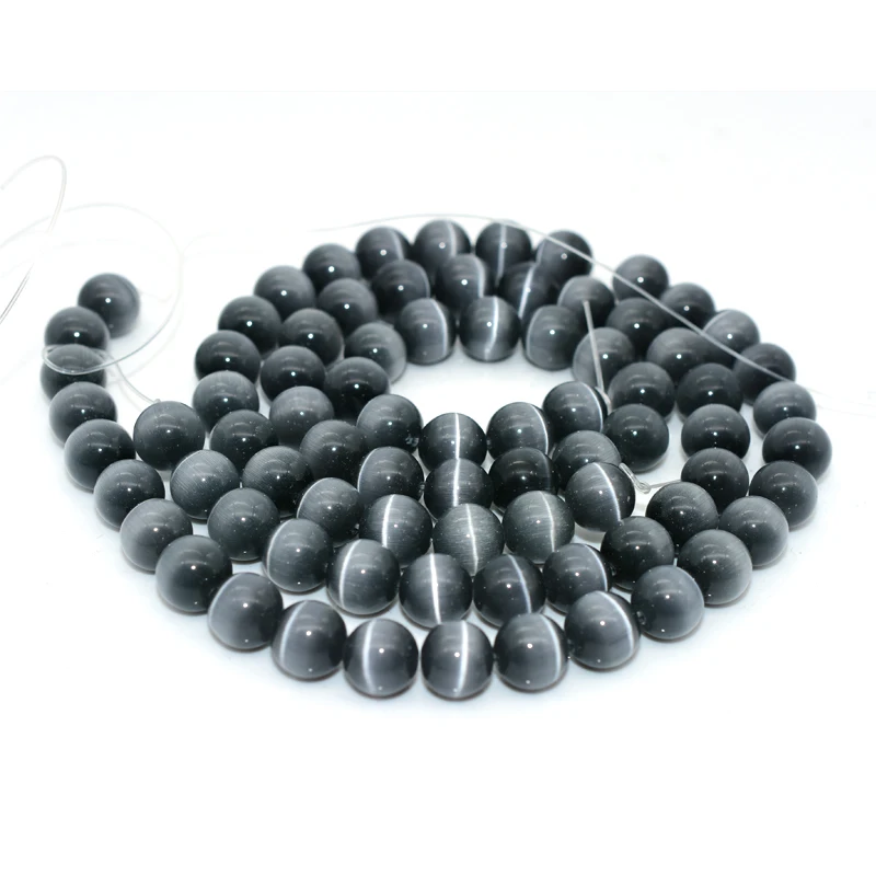 

Trade Insurance 6mm/8mm/10mm High Quality Natural Dark Gray Cat Eye Loose Beads