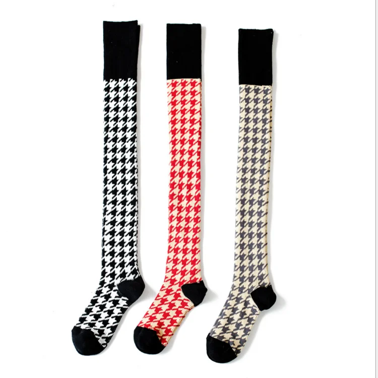 

F-5041 new korean design double letter pattern teen girl long tube socks woman customized socks for wholesale
