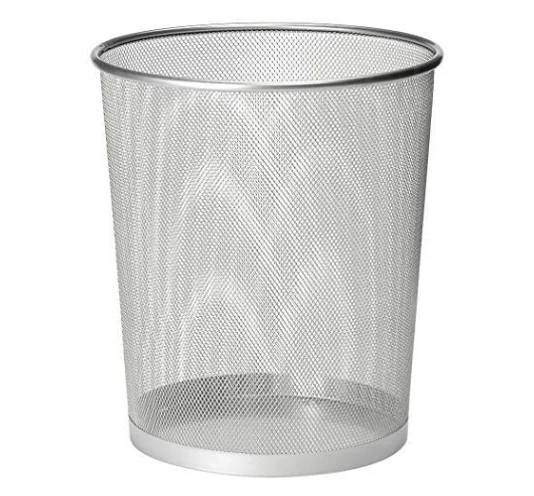

Metal Wire Mesh Waste Basket Garbage Bin Trash Can for Office Home Bedroom Paper Basket without Lid Standing Eco-friendly Round, Black,silver and any other color you like