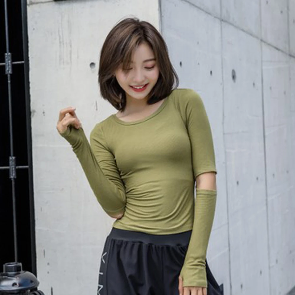

Hot Sale Slim Fit Workout Sport Casual Sweat Shirts Thumb Holes Women Yoga T Shirts