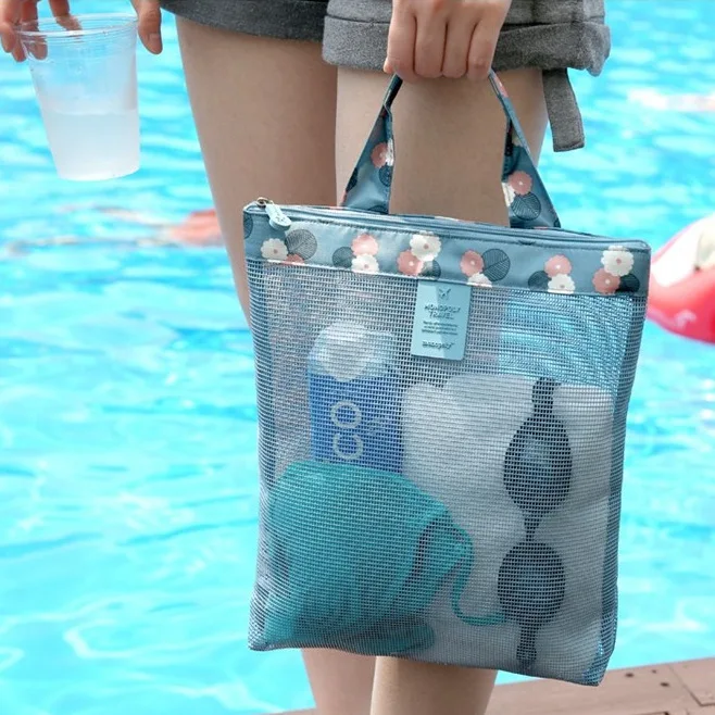 

Mesh Beach Bags 2021 Women Summer Storage Wash Bag Sports Handbag Beach Tote Bag