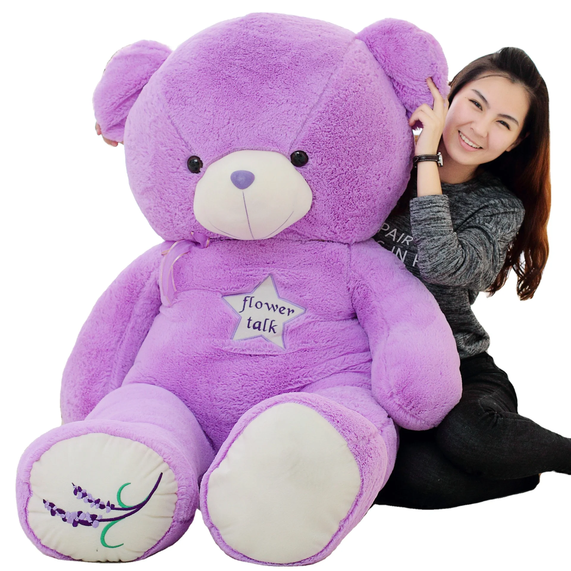 

Lovely plush purple lavender oversized teddy bear cuddle bear stuffed toy for Christmas and girls' gifts