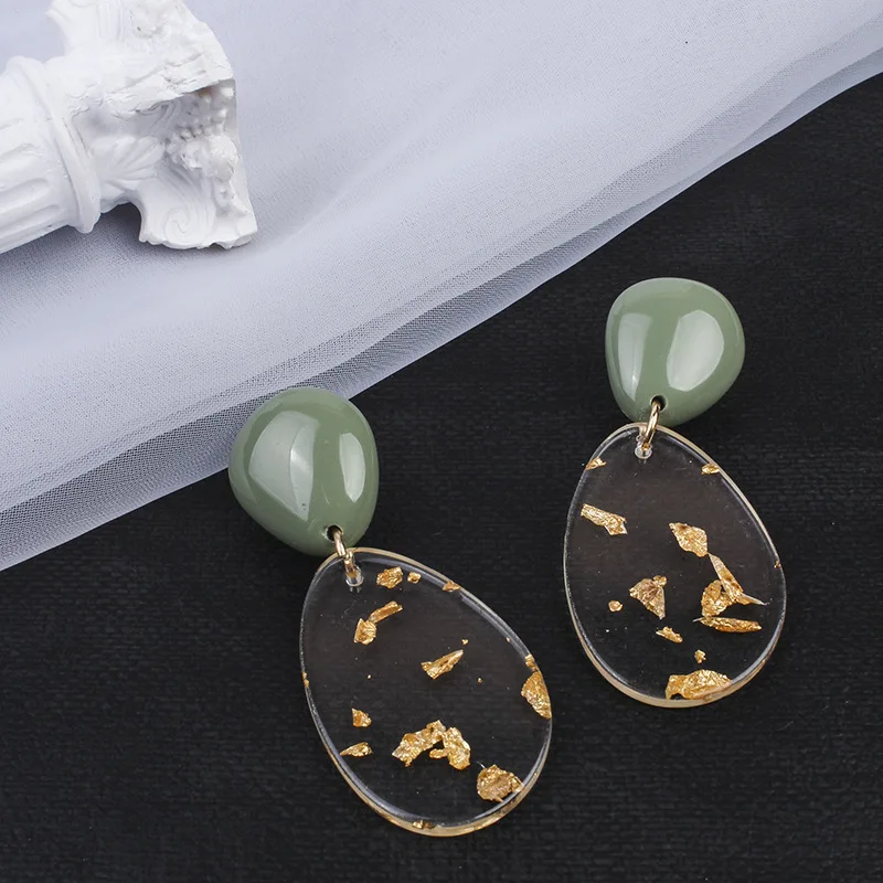 

Simple Transparent Oval Acetate Drop Earrings Fashion Acrylic Geometric Pendant Earring