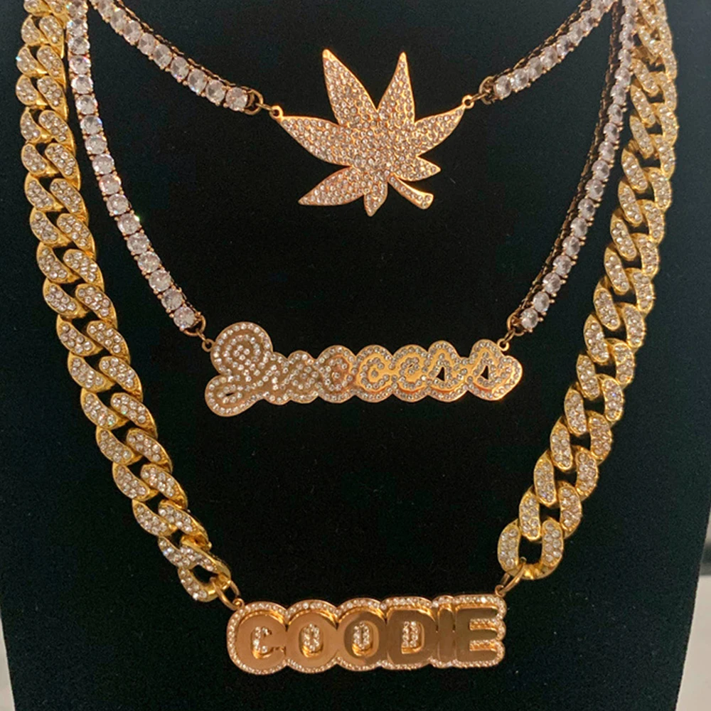 

Gold Filled Cuban Customized Cuban Chain Statement Plate Jewelry Bling Hip Hop Custom Name Stainless Steel Gold Necklace, Gold silver rose gold