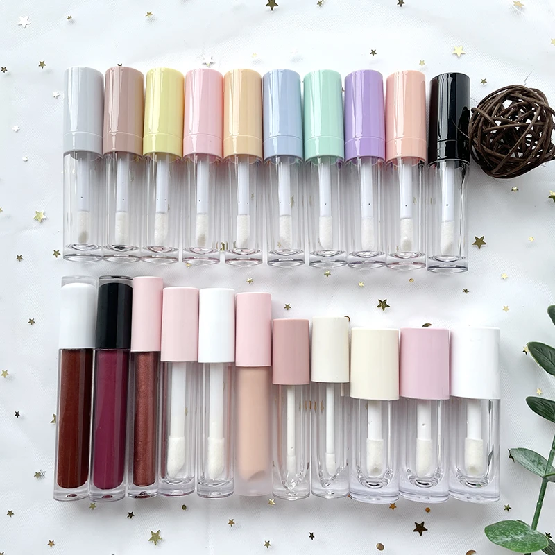 

Customized applicator round thick liptint bottle lip gloss tube with big brush large lipgloss tubes