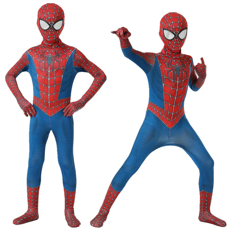 

Halloween Cosplay Spiderman Tights One-piece Suit Jumpsuit Clothes Expedition Children Halloween Spider Man Costume for kids, Red