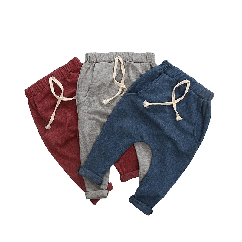 

Wholesale Children Pants Boy Trousers Spring Autumn Kids Clothes for Baby Boy Harem Pants Toddler solid cotton factory direct