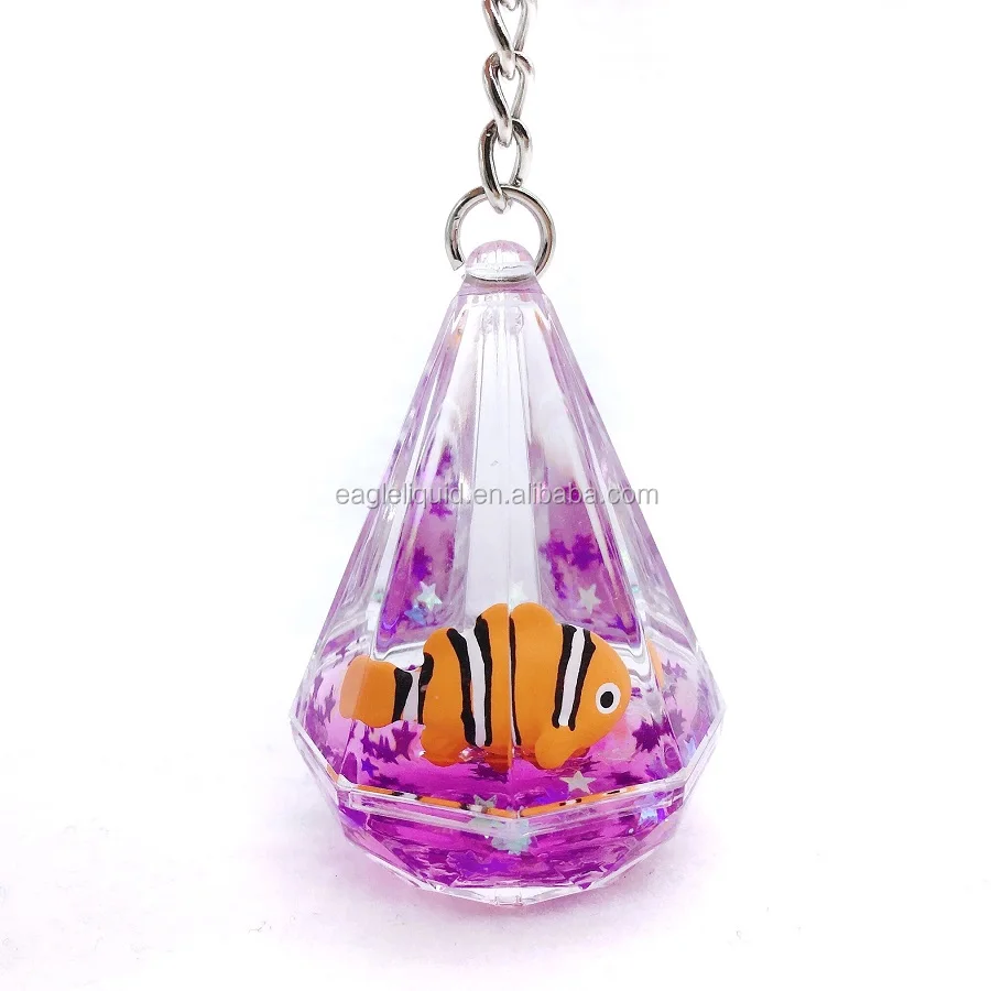 Fashionable Liquid Keychains Custom Acrylic Floating Keychain Water