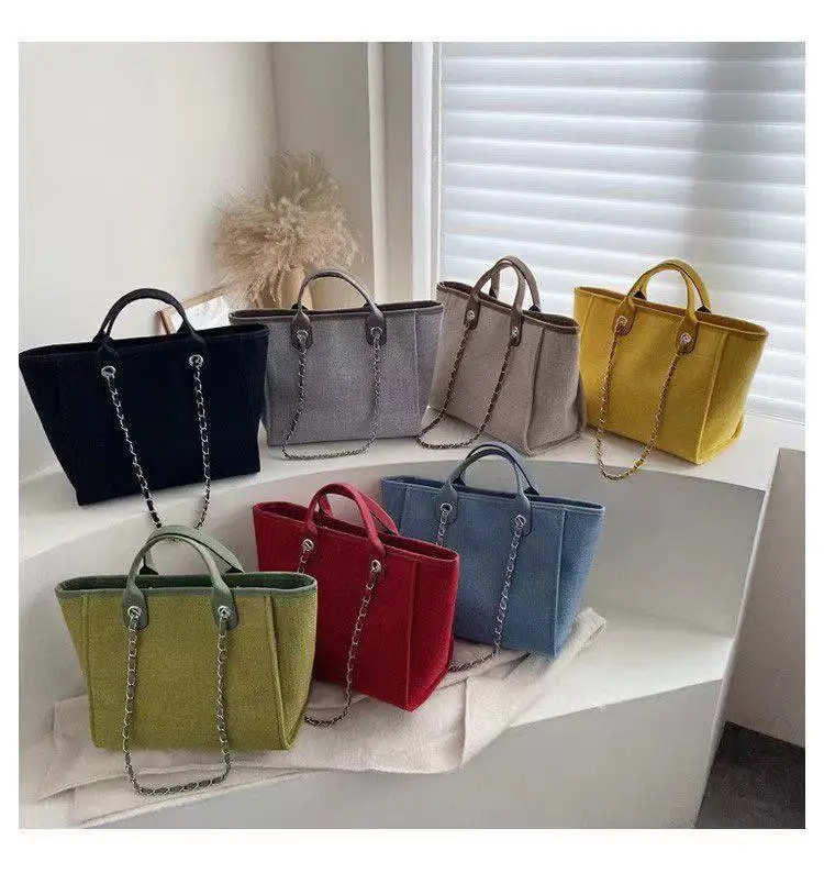 

Solid Color Large Capacility Fashion Handbags Lady Shoulder Bags 2021 Chain handle with PU leather Crossbody Bag