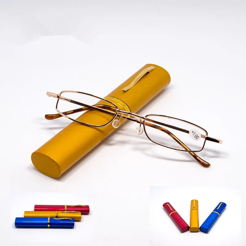 

Changbitong Metal frame Spring Hinge Portable Reading Glasses with Aluminum pen case, Custom colors