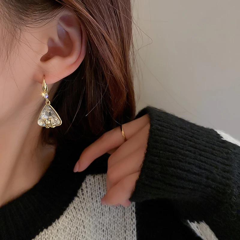 

fashion triangle crystal luxury earring hooks jewelry