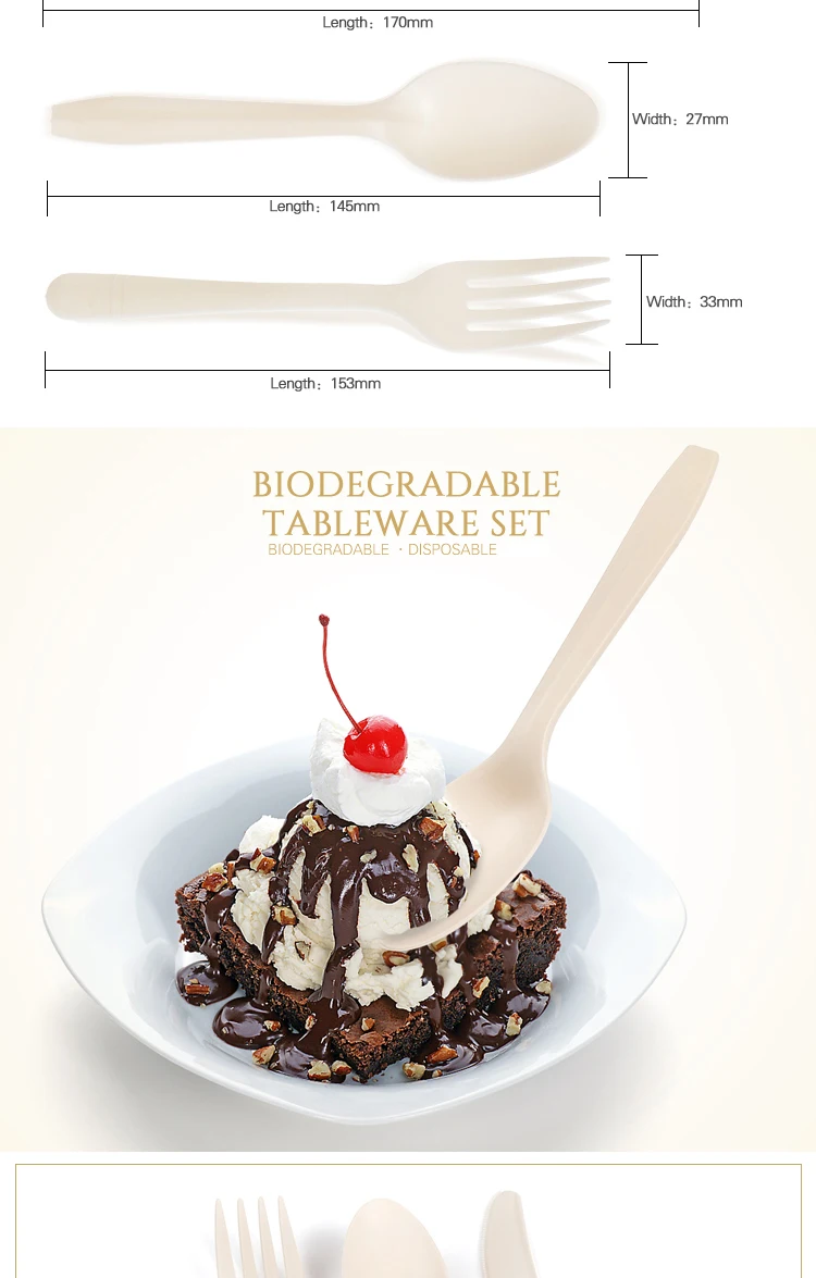 Shantou Europe-Pack manufacture cornstarch plastic biodegradable disposable customized cutlery