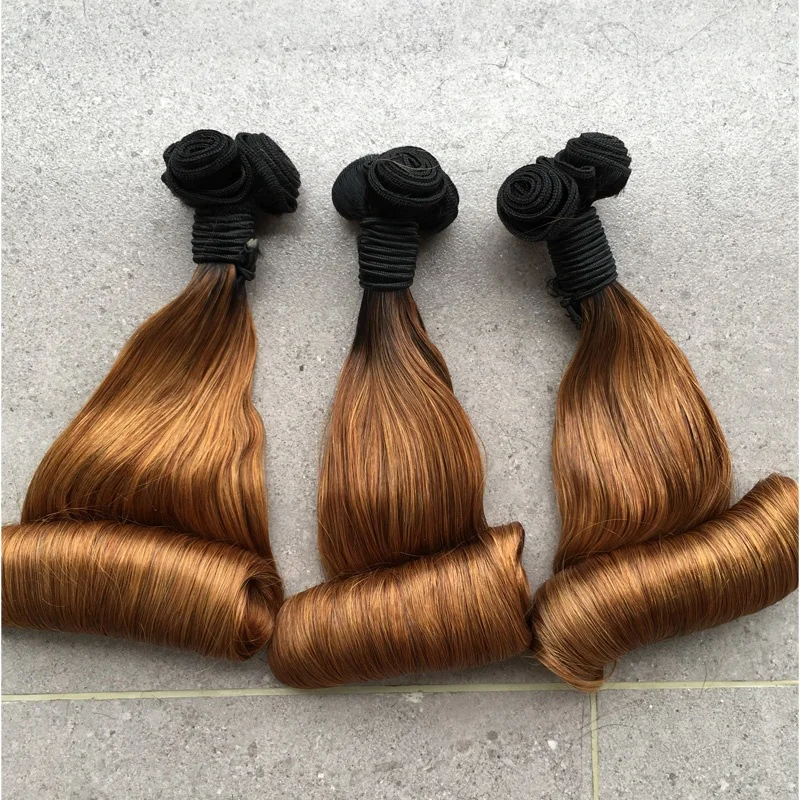 

12A Grade High Quality Raw Virgin Human Hair Bundles Cuticle Aligned Super Double Drawn Hair Fumi Egg Curl Ombre Color