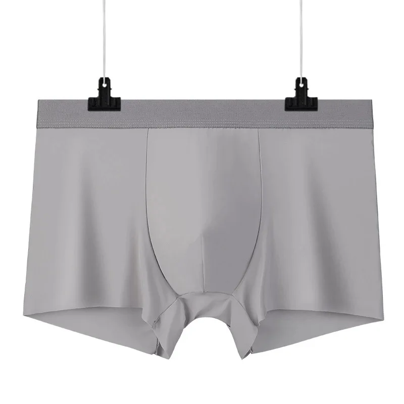 

One-piece Non-mark Men's Ice Silk Underwear Boys Printed Four-angle Pants Transparent Shorts Flat-angle Pants