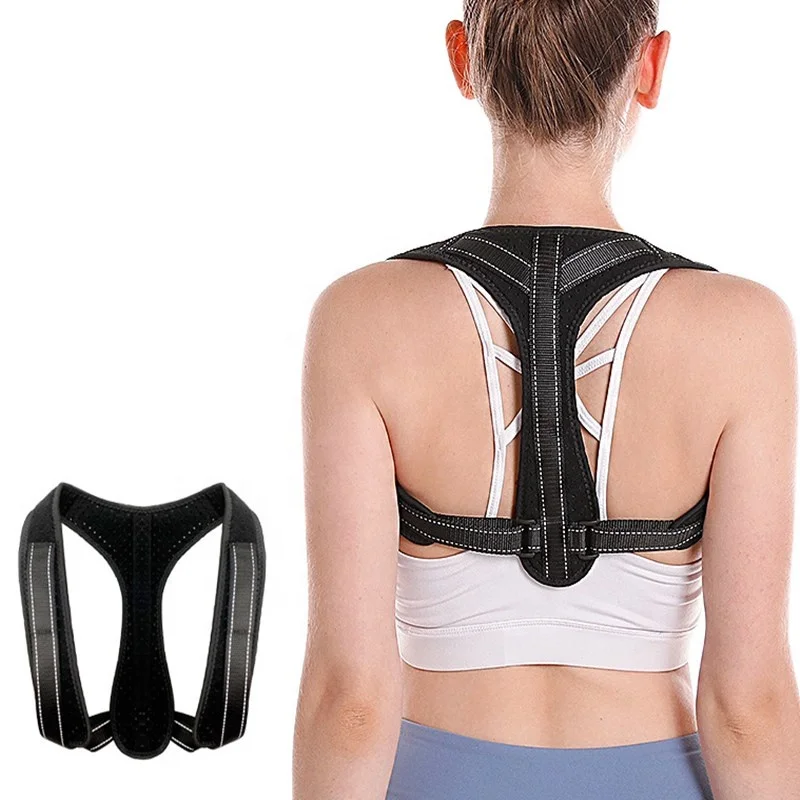 

2021 Adjustable Back Support Posture Corrector Belt Spine Clavicle Shoulder Brace, Black