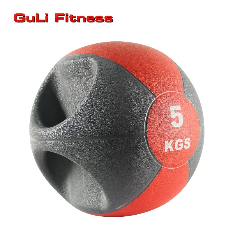 

Guli Fitness Strength Training Medicine Ball Luxury Soft Wall Ball Gym Exercise Slam Balls Core Workout Cardio Muscle Exercises, Grey &red or customized