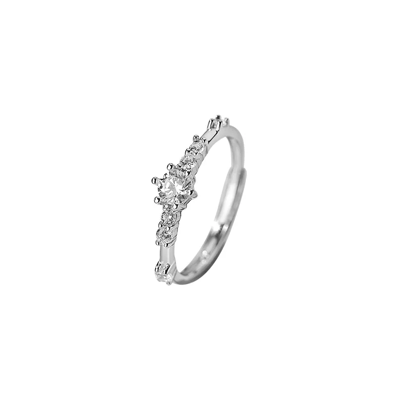 

simple design minimalist irregular zircon 925 sterling silver open finger ring jewelry gift