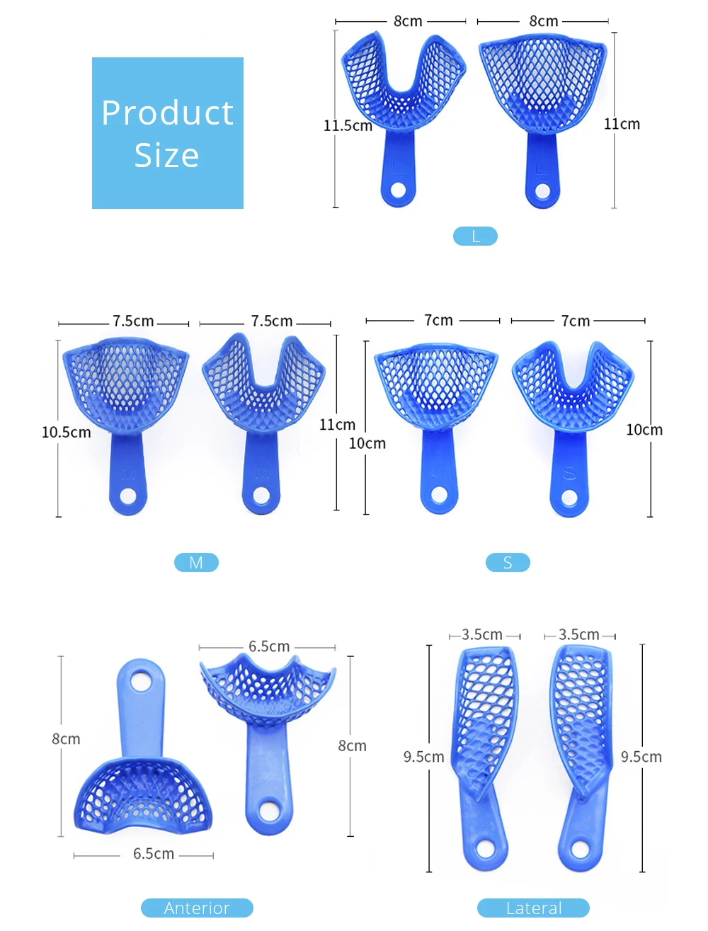 5 Sizes Upper And Lower Plastic Steel Dental Impression Trays Buy