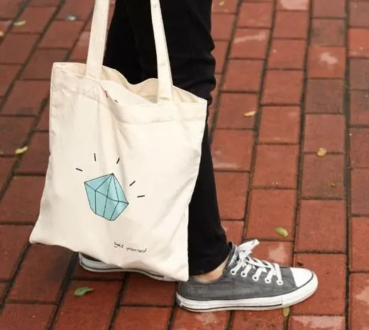 

Cute Cotton Grocery Tote Shoulder Bag With Logo, Customized