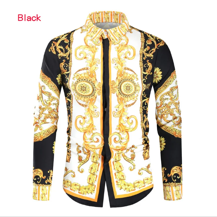 

Wholesale Shirt Men Casual Slim Fit Long Sleeve Men Print Prom Party Shirts