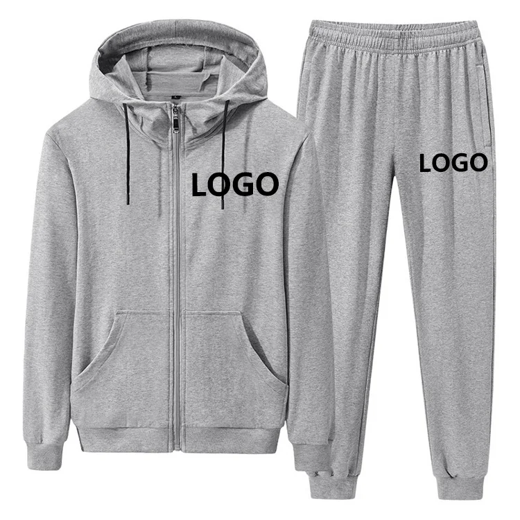 

Custom logo High Quality Blank Embroidery Fleece Full Zip Hoodie Set Men's Zipper Up Men's Hoodies And Sweatpants Sweatsuits