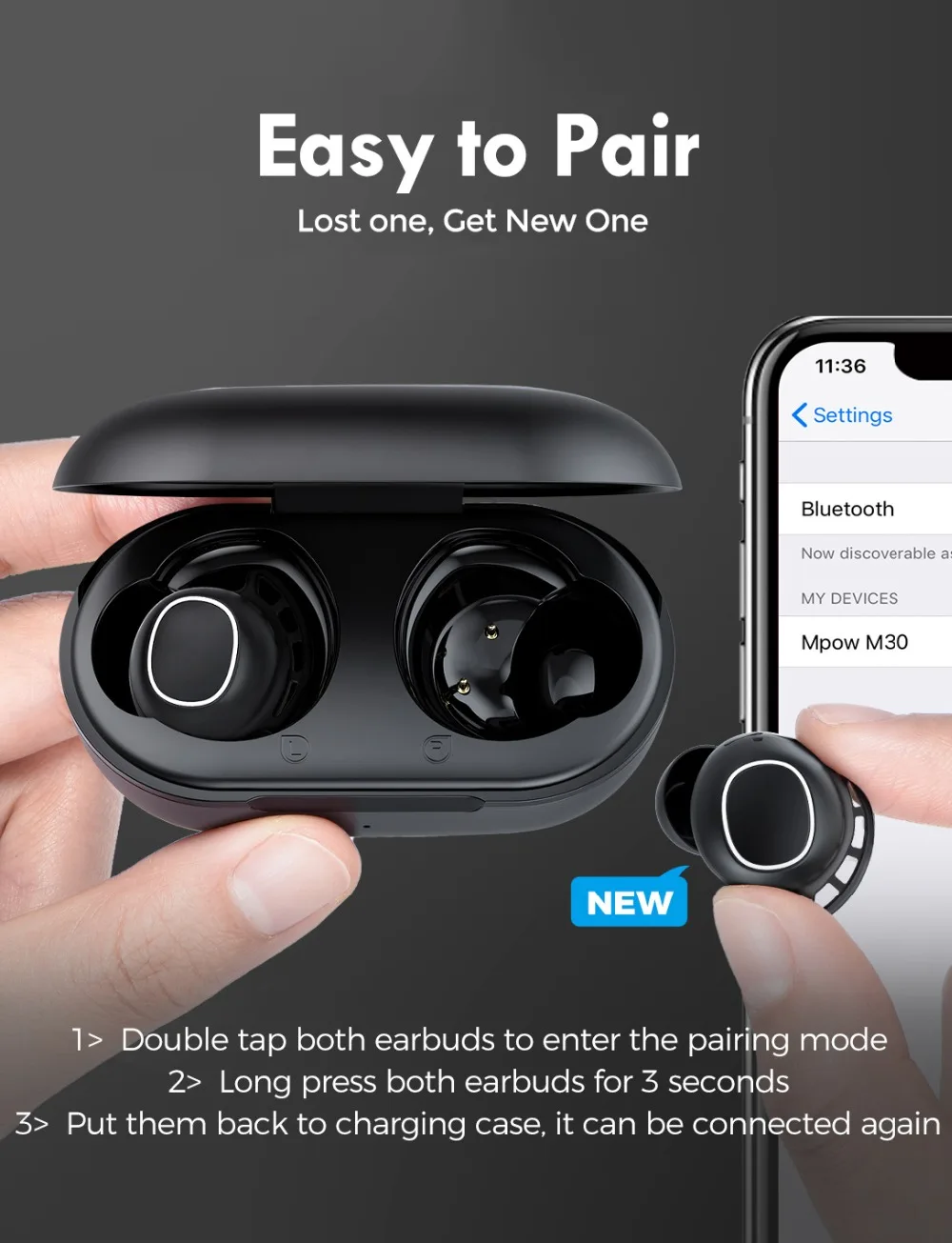Mpow M30 True Wireless Earbuds 5.0 Tws Ipx7 Waterproof 25h Talktime