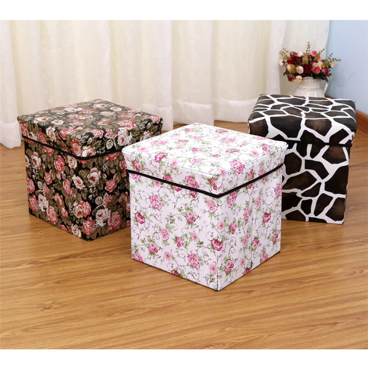 

Foldable storage box shoes stool organizer kids foot rest home decoration multi-function non-woven retro storage ottoman, As picture