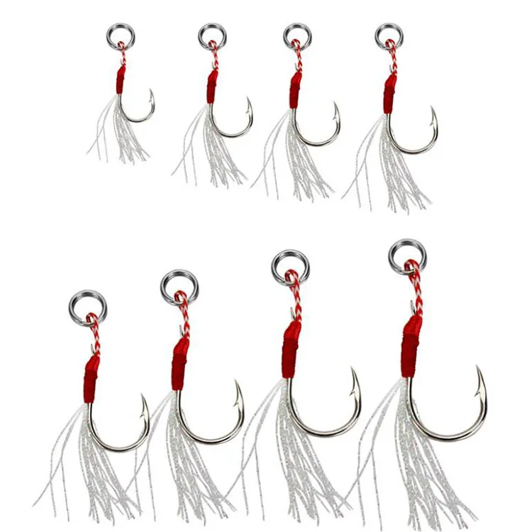 

WEIHE fishing hook jig Hooks Assist hook with feather 10# 11# 12# 13# 14# 15# 16# 17# High Carbon Steel