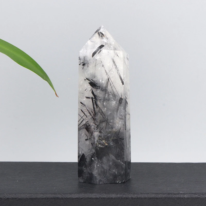 

Wholesale Natural Crystal Tower Wand Point Black Tourmaline Rutilated Quartz Tower