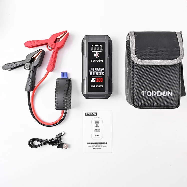 

Multifunction topdonJS1200 12v 24v emergency rescue tool battery booster car jump starter capacitor