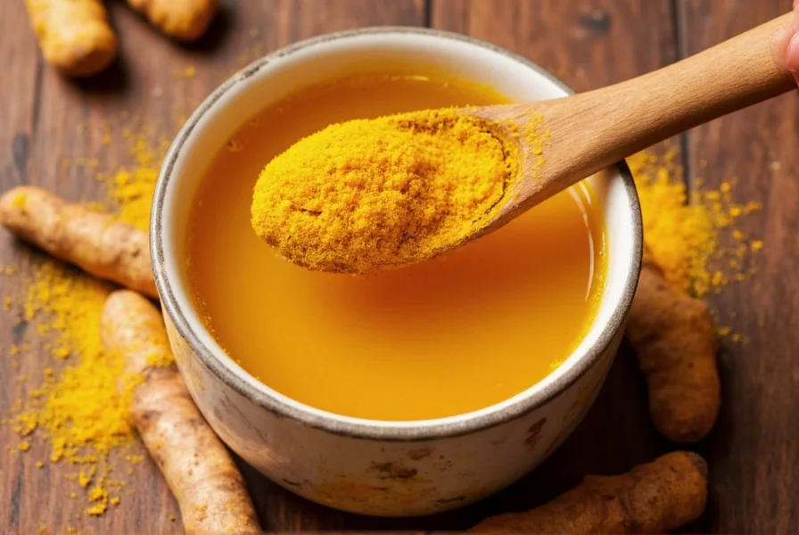 Step-by-step turmeric tea preparation showing ingredients and brewing process