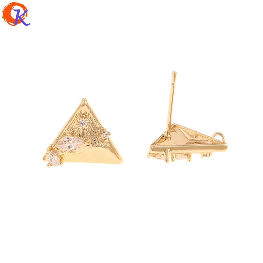 

Cordial Design 30Pcs 12*13MM CZ Earrings Stud/DIY Making/Hand Made/Genuine Gold Plating/Earring Findings/Jewelry Accessories