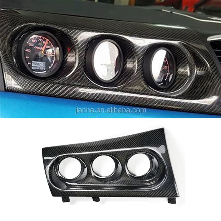 Carbon Fiber Dashboard Triple Gauge Pod Holder Panel Trim Frame Cover