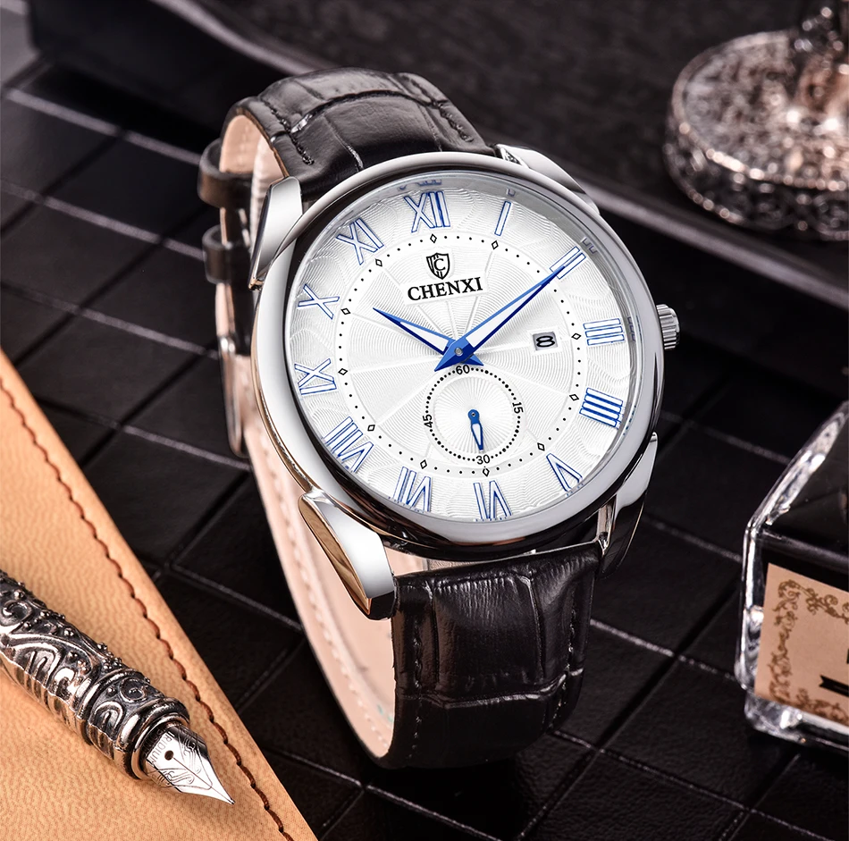 

New Men's Waterproof Luxury Mens Watches Lethes Belt Quartz Watch, Many colors are available