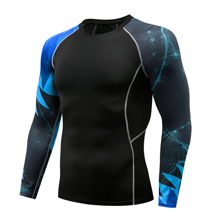 

2021 new fashion men fashion shirt Rashguard Yoga Fitness Tights t shirt men Top Long Sleeve Blouse men dress shirt