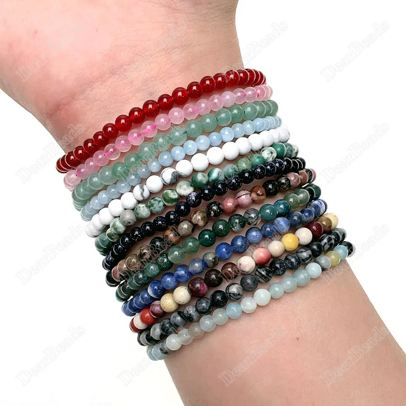 4MM High Quality Colors Gemstone Stone Elastic Stretch Small Beads Bracelets For Woman Man Jewelry bracelet