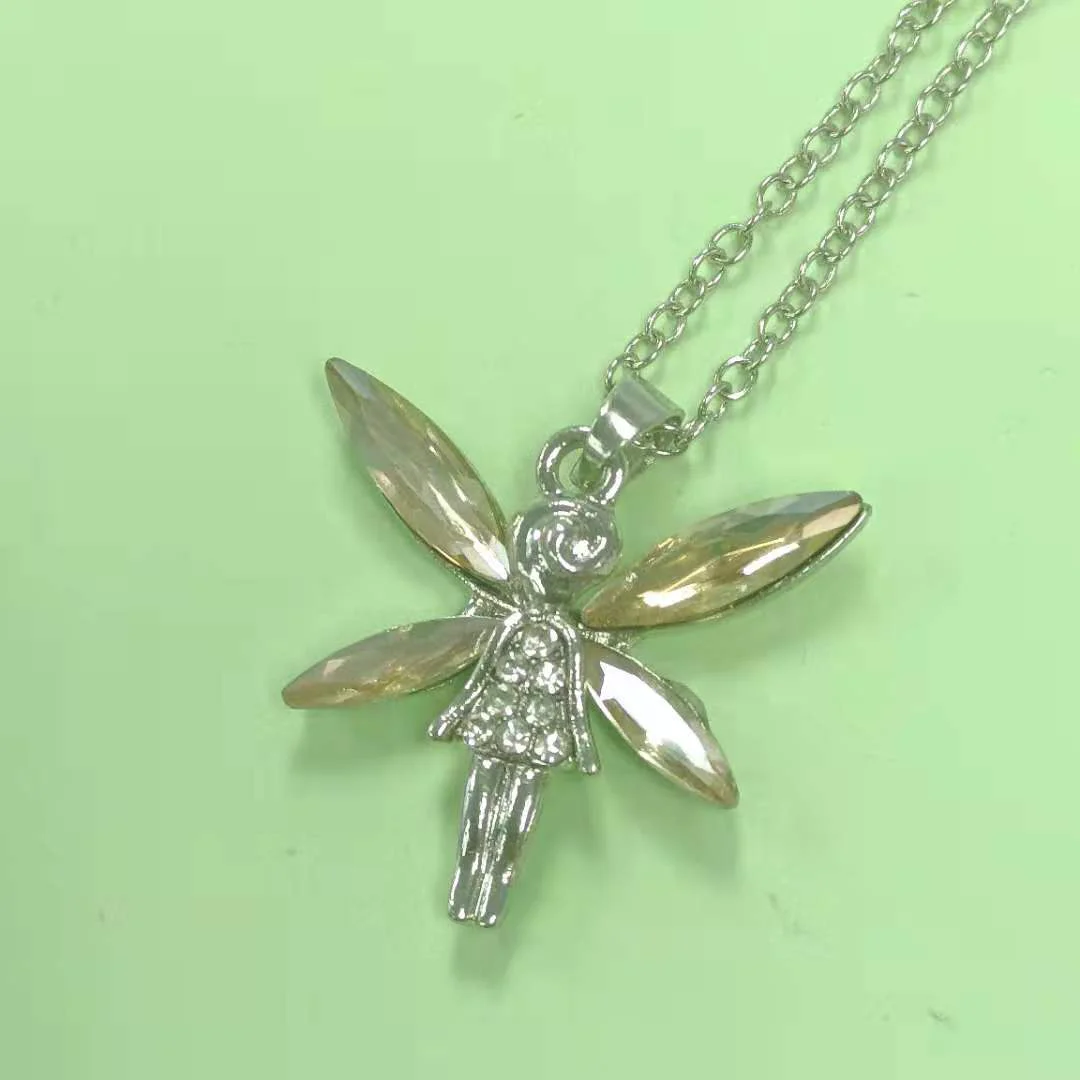 

Fashion New Style Fairy Pendant Ballerina Austrian Golden Crystal Angel Necklace