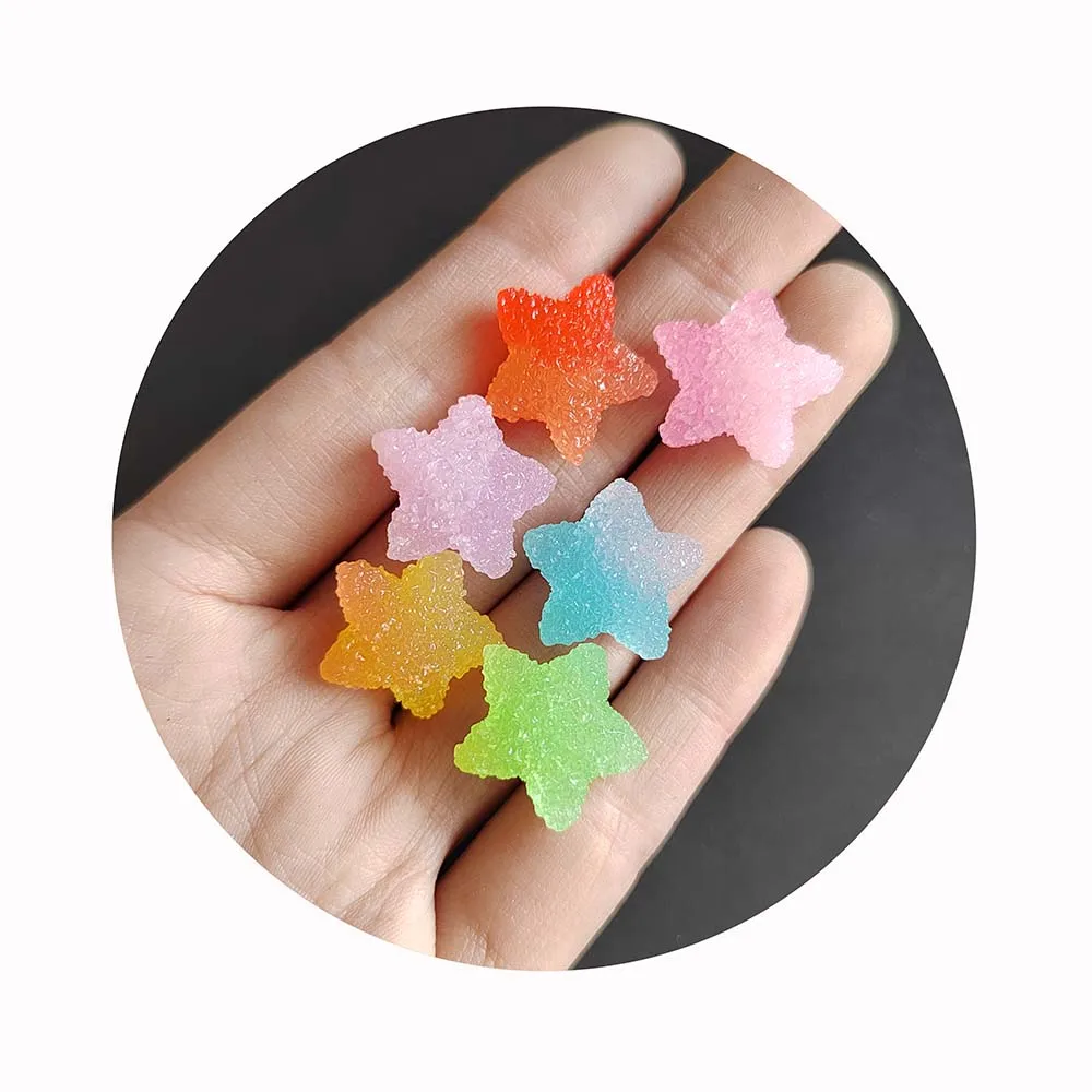 

100pcs Mini Sweet Heart Resin Star Gummy Candy Figures Flatback Cabochon DIY Jewelry Phone Nail Art Decoration