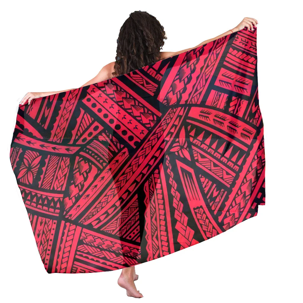 

Samoa Polynesian Tribla Print Lavalava Sarong Ladies Sarongs Multi Wear Beach Pareo Swimsuit Wrap Cover Up for Women, Customized color