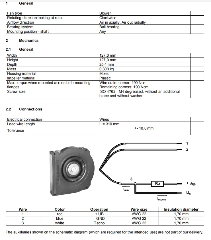 Industrial Ventilation Blower, RLF100-11/14/2, 24V - detail 2
