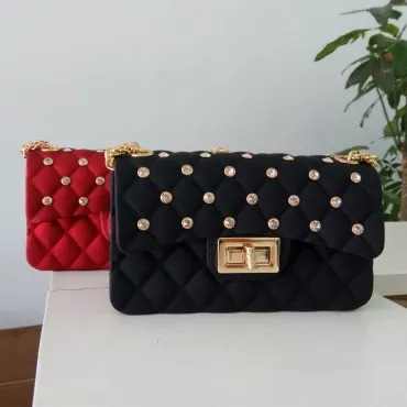 

Wholesale Women Purses Chain Matt Frosted Lock Jelly Handbags Small Crossbody Bag, Red,black,purple,blue,champagne,grey,gold