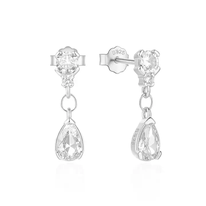 

MOYU wholesale Zircon Dangle Stud Earrings 925 Silver 18K Gold Plated CZ Charm waterdrop earrings for women