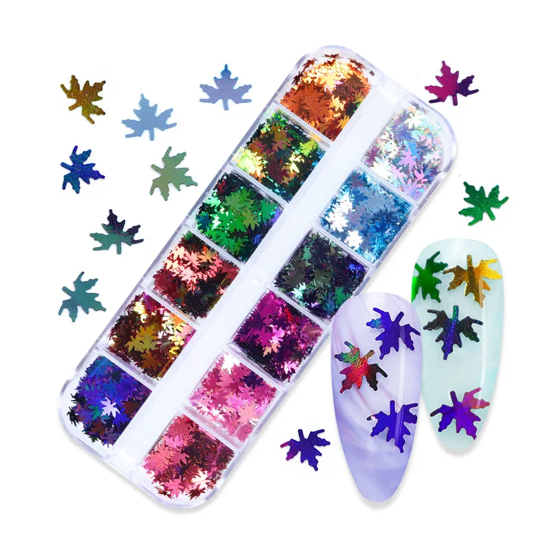 

DIY Shiny Laser Colors Magic Effects DIY Mixed Maple Leaf Nail Art Sequins for Nails Product
