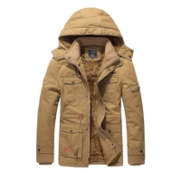 

Winter men's jacket thickened warm hooded outdoor jacket tooling military jacket.